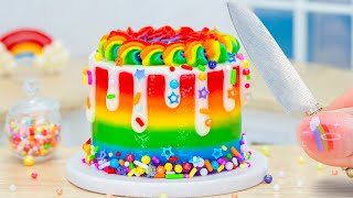 Satisfying Miniature Rainbow Cake Design - Amazing Easy Cake Cream Recipe By Mini Tasty