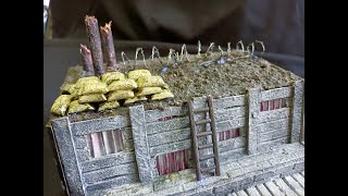 Scale model sandbags and barbed wire. How to make.