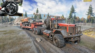 Transporting Tayga 6455B With Kenworth 963 on Muddy Road | SnowRunner | Logitech G29 Gameplay | #741