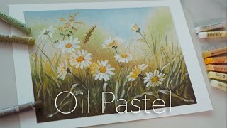 오일파스텔 / 데이지꽃 그리기 / oil pastel / Drawing daisy / Oil pastel beginner