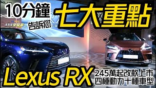 大改款 2023 Lexus RX 上市預接單2000張｜245萬起四動力十車型｜RX350 RX350h RX450h+ RX500h 想問的七大問題【#中天車享家】#朱朱哥來聊車 @中天財經頻道CtiFinance