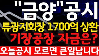 [금양] 류광지회장 주담대상환, 기장공장 자금은 어쩌고? 3월 감사보고서를 위한 재무개선인가 벌점 전 주식담보 상환인가!! 금양 제발 정신차려라!!