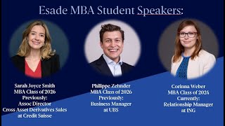 Esade MBA info session for candidates in Switzerland 290125