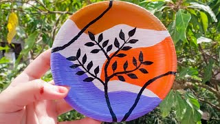 Boho Painting on Plate | Mini Boho Painting সুপারি পাতার প্লেট পেইন্টিং