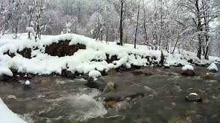 눈내리는 산골짜기 맑은 시냇물소리ㅣThe clear sound of a stream in a snowy mountain valley