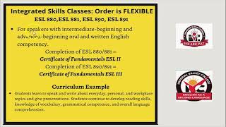 ESL Non Credit Certificates
