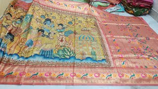 #8143140869 ,5000 above hand painted kalamkari Paithani sarees latest design