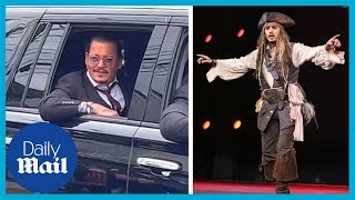 Johnny Depp does a Captain Jack Sparrow voice for fans outside court