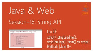 String API in Java #57 strip(), stripLeading(), stripTrailing() |trim() vs strip() Methods |Java 11+