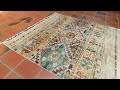 308170 handmade fine afghan samarkand runner in modern design and colourings.