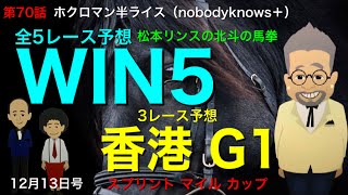 【WIN5】WIN5の全5レース予想と香港競馬🇭🇰G1の3レースを特集！ホクロマン半ライス（nobodyknows+)の阪神ジュベナイルフィリーズと松本リンスの北斗の馬拳の巻。