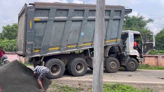 Tipper Unloading Video | tipper truck unloading flyash |Truck unloading| #tipperunloadingvideo