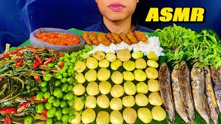 ASMR JENGKOL, LEUNCA, STIR-FRIED WATER SPINACH, PINDANG FISH, FRIED TEMPEH SAMBAL INDONESIAN MUKBANG