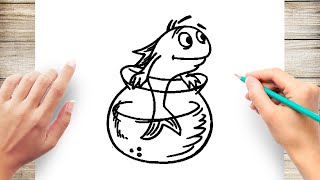 How to Draw Fish from Cat in The Hat