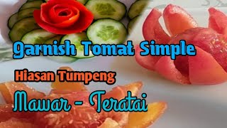 Garnish Tomat Simple || Beautiful And Simple Tomato Carving || Mawar Dan Bunga Teratai
