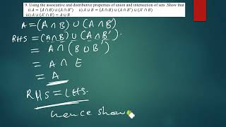 Using the Associative and Distributive Properties to prove sets by harmtedy