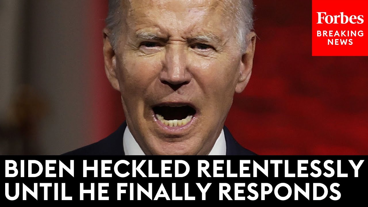 WATCH: Hecklers Repeatedly Disrupt Biden Speech Until He Responds - YouTube