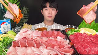 SUB) 겨울맞이 방어회 먹방, 육사시미에 소주 한잔 Yellowtail FIsh Sashimi, Korean Raw Beef, Soju MUKBANG ASMR