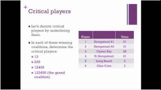 Math 1116 Coalitions and Critical Players