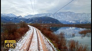 4K CABVIEW Bijelo Polje - Bar - Winter ride from snowy mountains to Adriatic Sea coast