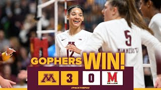 Highlights: #9 Gopher Volleyball Sweeps Maryland to start Final Home Weekend