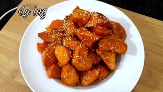 How to make candied sweet potatoes by Korean recipe |របៀបធ្វើដំឡូងឆឹងបែបកូរ៉េ ងាយៗហើយឆ្ងាញ់