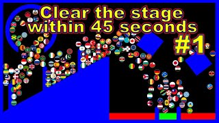 Clear the stage within 45 seconds #1 | 200 country elimination marble race in Algodoo