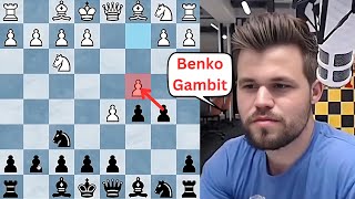 How Magnus plays Benko Gambit to destroy his opponent!