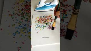 Crayon colours painting with iron #5minutecrafts #shortvideo #youtubeshorts #painting #art#colorful