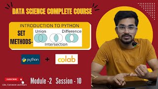 Set UNION, INTERSECTION & DIFFERENCE in python | Python for Data Science | Data Science full course