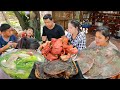 Stingray, Rock Crab, Red Fish Prepared By Rural Chef Sros For Family Meal And Eating | Sros Vlogs