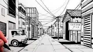 Mastering One-Point Perspective for Realistic Street Scenes: Narrated Drawing Tutorial