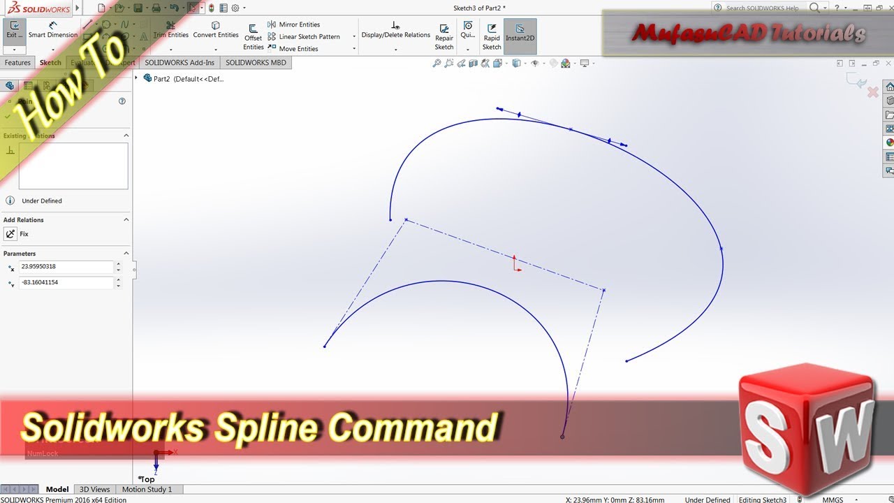 Solidworks Spline Command Basic Tutorial - YouTube