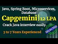 Capgemini Java Interview | 3 to 7 Years | Java | Spring Boot | Microservices | Database
