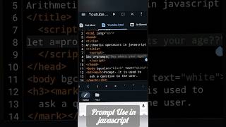 Prompt Used in Javascript #prompt #javascript #javascripttutorial