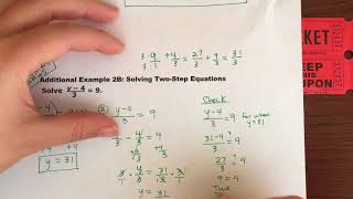 Ch. 1.6 Solving Two-Step Equations (Part 1)