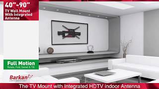 Barkan Full Motion TV Wall Mount with Integrated HDTV Indoor Antenna for TVs Sizes 40\