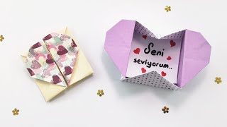 Kağıttan Kalpli Hediye Kutusu Yapımı - Origami Kalp Kutu Nasıl Yapılır?