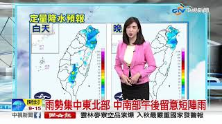 北東降雨機率增 北台轉涼 出門加外套│中視早安氣象 20191015