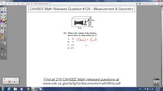 CAHSEE Math - Released Question #126 (Volume)