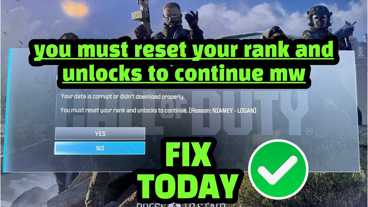 Call Of Duty Data Corrupted ? You Must Reset Your Rank And Unlocks To ...