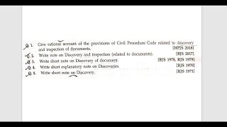 JUDICIARY MAINS ANSWER WRITING QUESTION 10 - CPC - Interrogatories /Discovery and Inspection