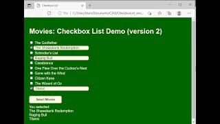 HTML CSS JavaScript Demo: Checkboxes -- Version 2