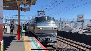 EF66-129 サメ🦈　コキ19両(72レ・[吹田A9]・コンテナ輸送)西浦和駅1番線通過シーン　【JR貨物】