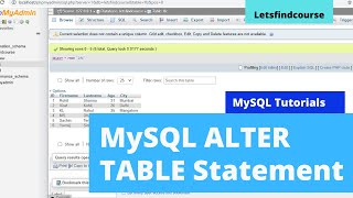 MySQL ALTER TABLE Statement - MySQL Tutorial | Letsfindcourse