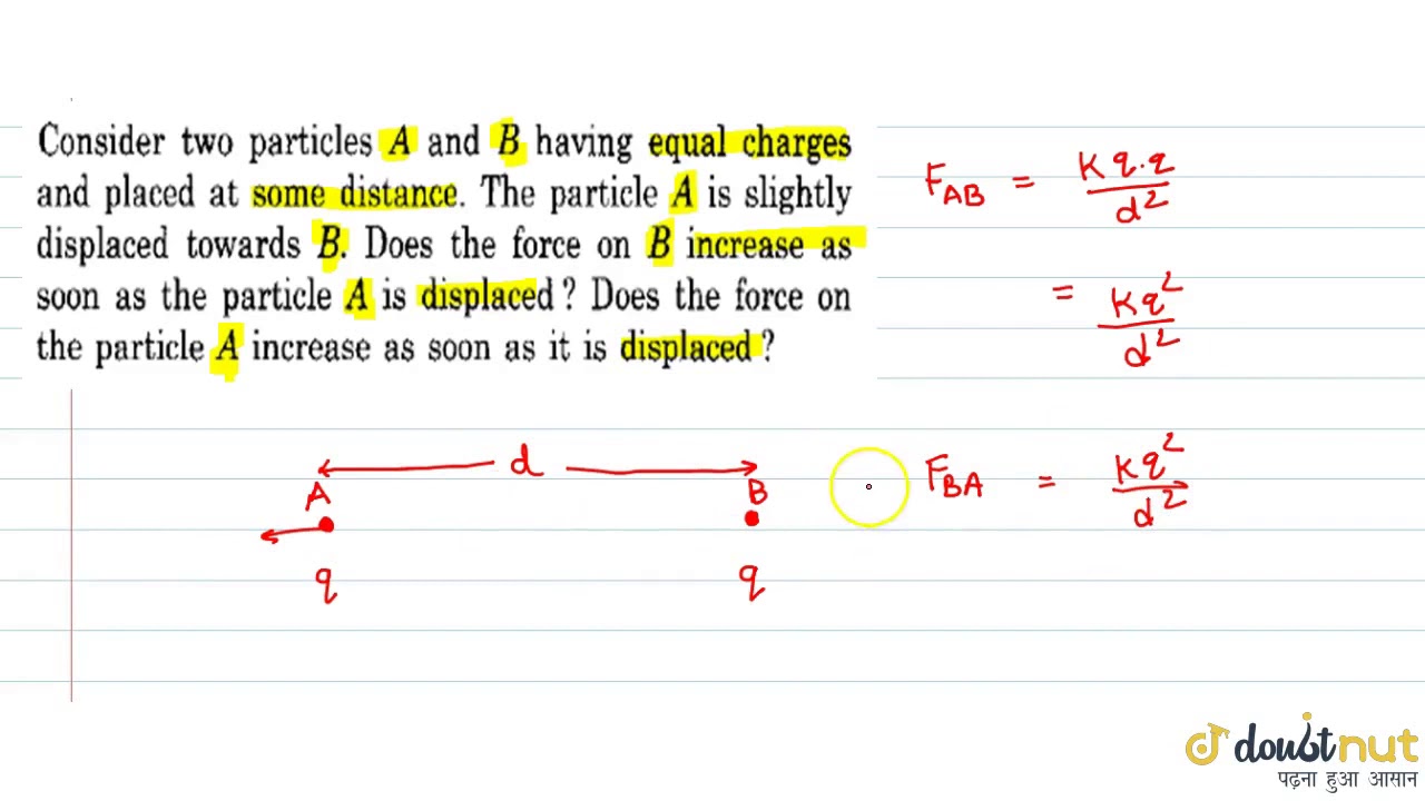 Consider Two Particles A And B Having Equal Charges . And Placed At ...