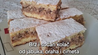 Brz i sočan kolač od jabuka,oraha i cimeta.Mjere na žlice/kašike #kuhinja #food #cooking #kolači