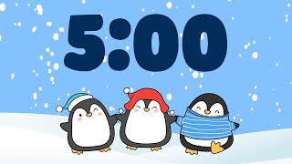 5 Minute Christmas Penguins Countdown Timer- With Holiday Music