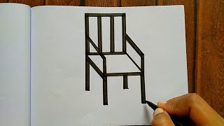 How to draw chair drawing step by step | Easy wooden Chair drawing