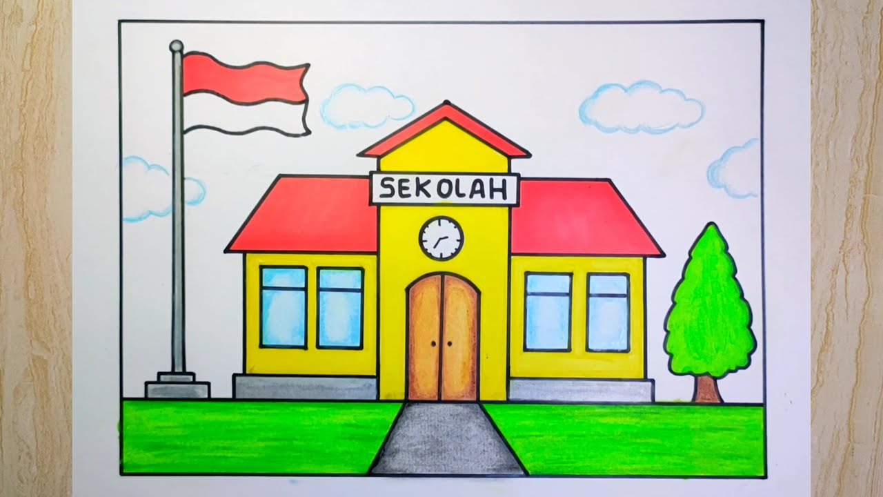 Cara Mewarnai Gambar Sekolah - YouTube